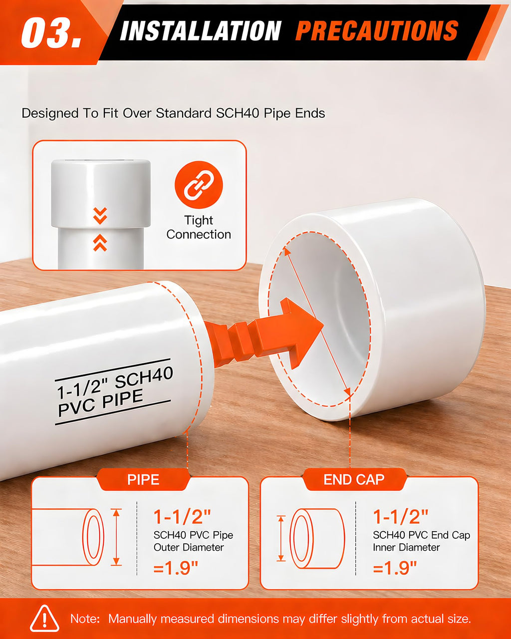 10 Pcs 1-1/2 Inch PVC End Cap Fittings, SCH40 PVC Pipe Caps for 1.90 in OD Pipe, Heavy Duty White Socket Pipe End Caps for Plumbing, Irrigation, DIY Furniture & Garden Frames
