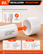 10 Pcs 1-1/2 Inch PVC End Cap Fittings, SCH40 PVC Pipe Caps for 1.90 in OD Pipe, Heavy Duty White Socket Pipe End Caps for Plumbing, Irrigation, DIY Furniture & Garden Frames