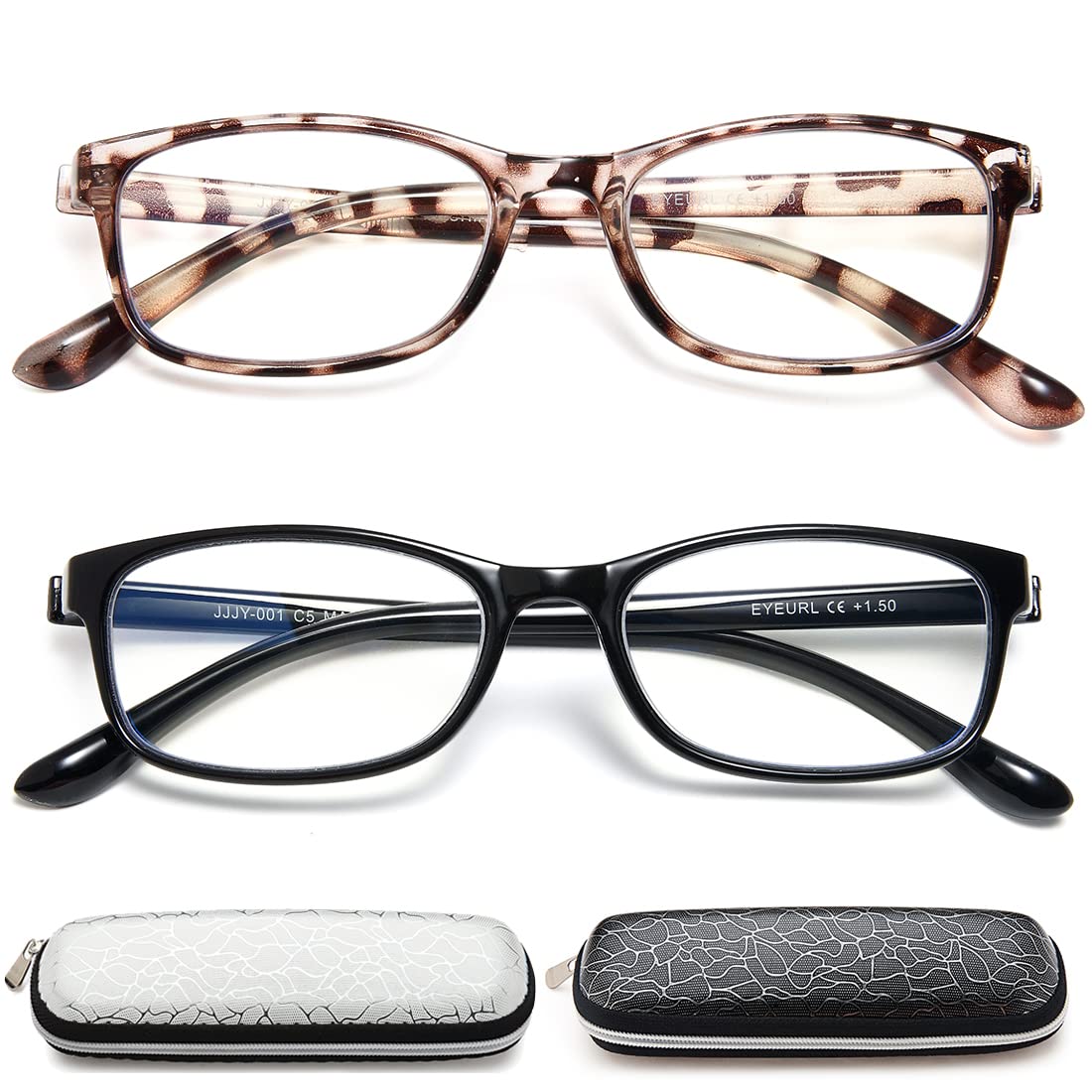 EYEURL Reading Glasses Womens Blue Light Blocking - 2 Pack Lightweight Computer Readers +1.5 Glare Blocking Ladies Eyeglass