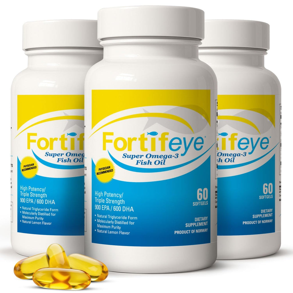 Fortifeye Omega 3 Fish Oil 180Count 1600 mg Made in Norway - High Potency rTG Form Supplement with EPA & DHA, Triple Strength Fish Oil Softgels for Men Women, No Fishy Aftertaste, Natural Lemon Flavor