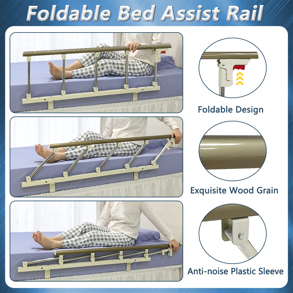 Bed Rails for Elderly Adults Seniors Assist Bar Bed Side Railing (Longer)