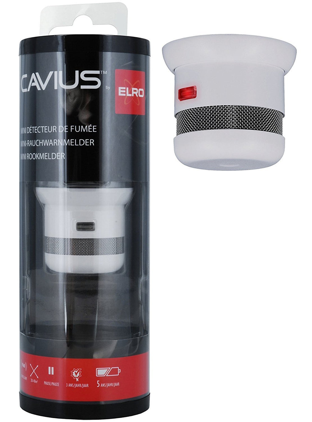 ELRO Mini Smoke Alarm 5 Year Battery NF Certified Cavius 2001-023, White