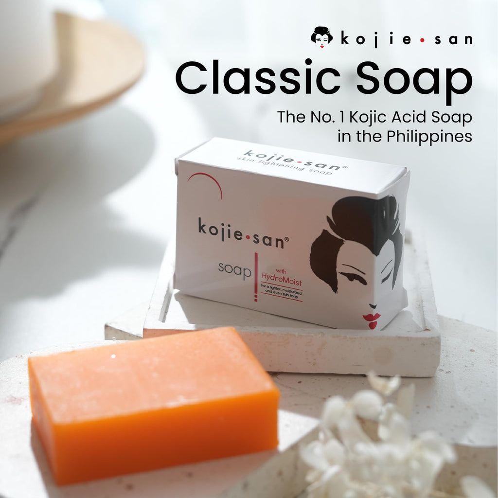 Kojie San Skin Brightening Soap – The Original Kojic Acid, Dark Spot Remover Bar Soap with Coconut & Tea Tree Oil – 100g x 3 Bars with Net