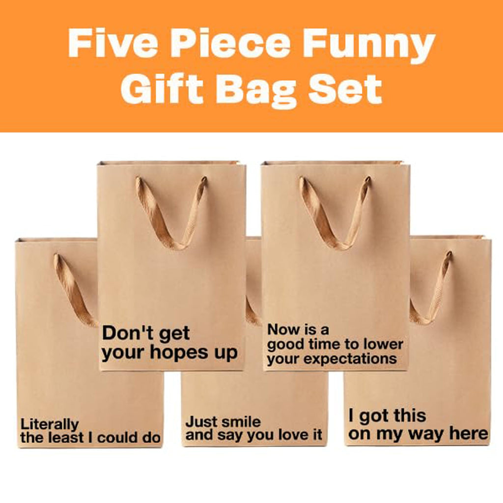 MilkToast Brands Funny Gift Bag Set of 5, Gift Bags With Handles 11 x 8 x 4