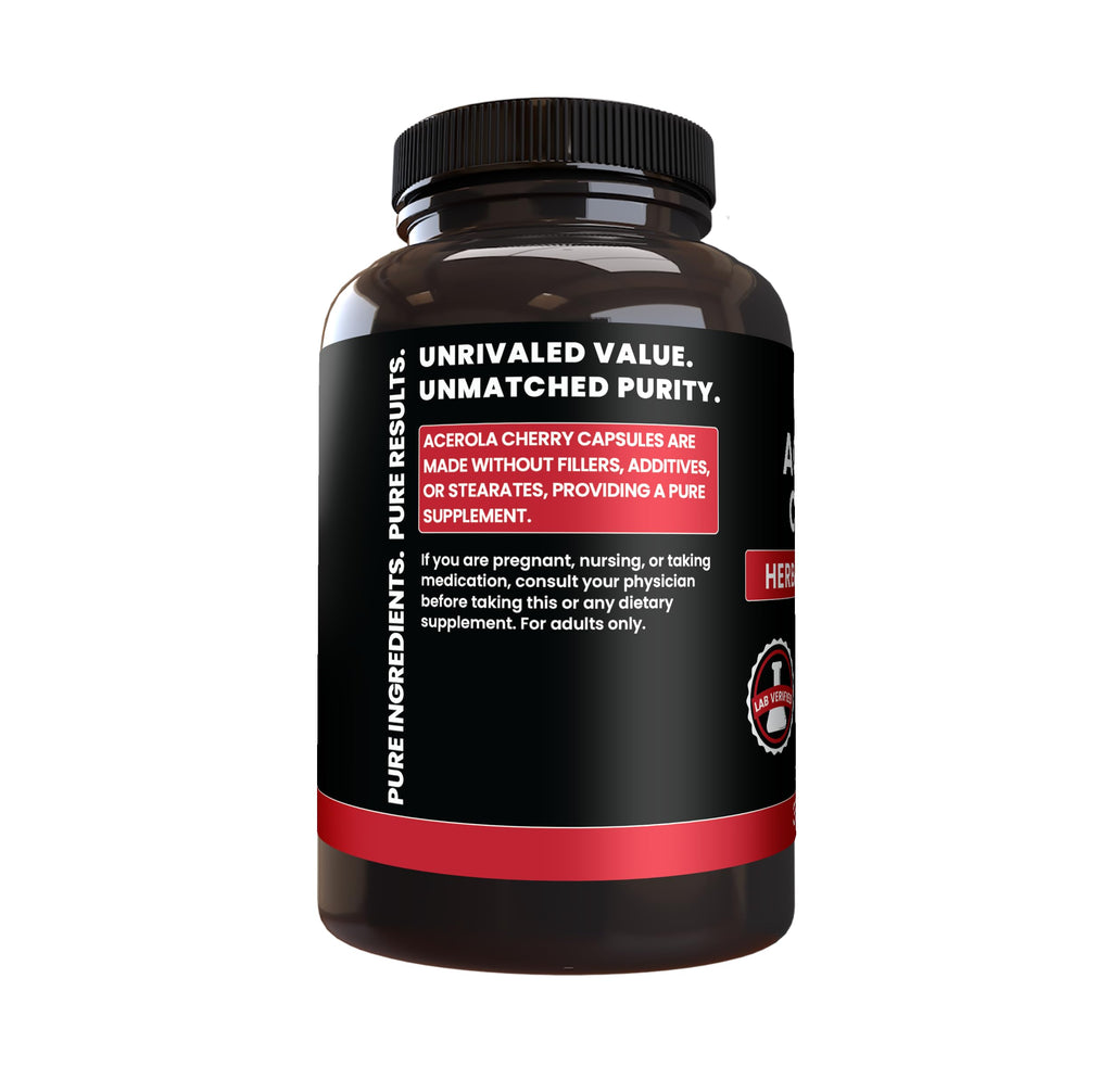 PURE ORIGINAL INGREDIENTS Acerola Cherry (365 Capsules) No Magnesium Or Rice Fillers, Always Pure, Lab Verified