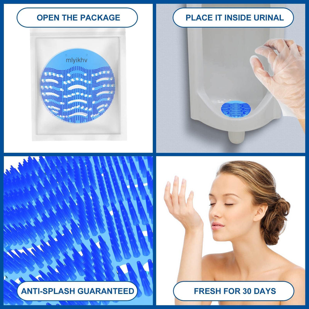 Urinal Screens Deodorizer 32 Pack Urinal Deodorizer Scented Urinal Screen Anti-Splash Urinal Screen for Urinals in Restrooms Restaurants Office Schools (16 Blue+16 Orange)