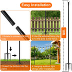 MuliVid 6 Pack 9FT String Light Poles for Outdoor,Metal Lights Hanging Pole Outside with Fork,Light Stand for Patio, Pergola, Garden, Backyard, Yard, Camping Party