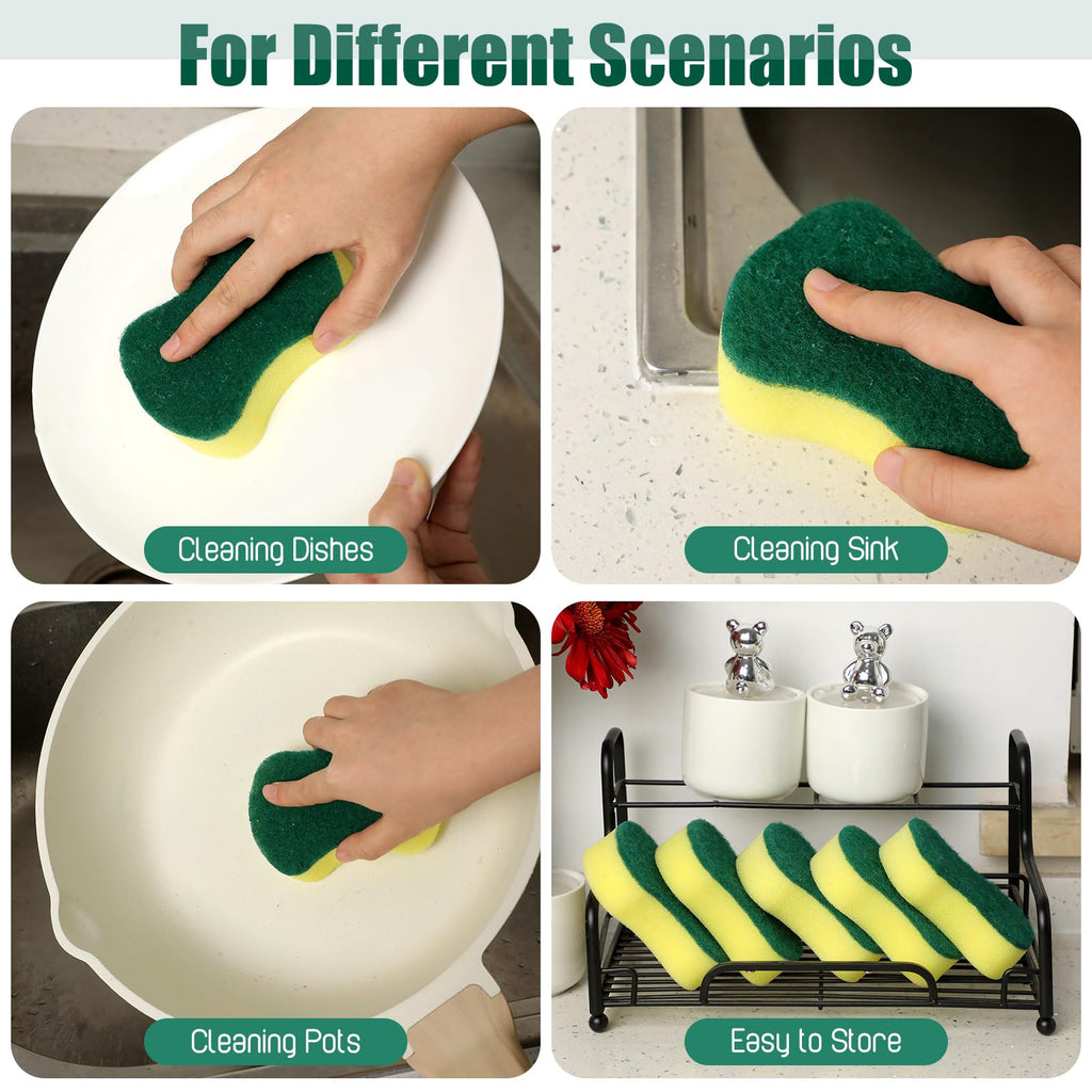 Tanlade 120 Pcs Individually Wrapped Sponges Kitchen Bulk Non Scratch Scouring Sponges for Dishes Household Cleaning Travel Apartments Hotel Car