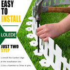 Garden Edging 33FT LOLEDE, 4.6IN Tall White Landscape Edging Border with 60 Stakes, Flexible Plastic Lawn Edging for Yard, Flower Beds,Tree Rings, Walkways & Garden Borders（Square-White）