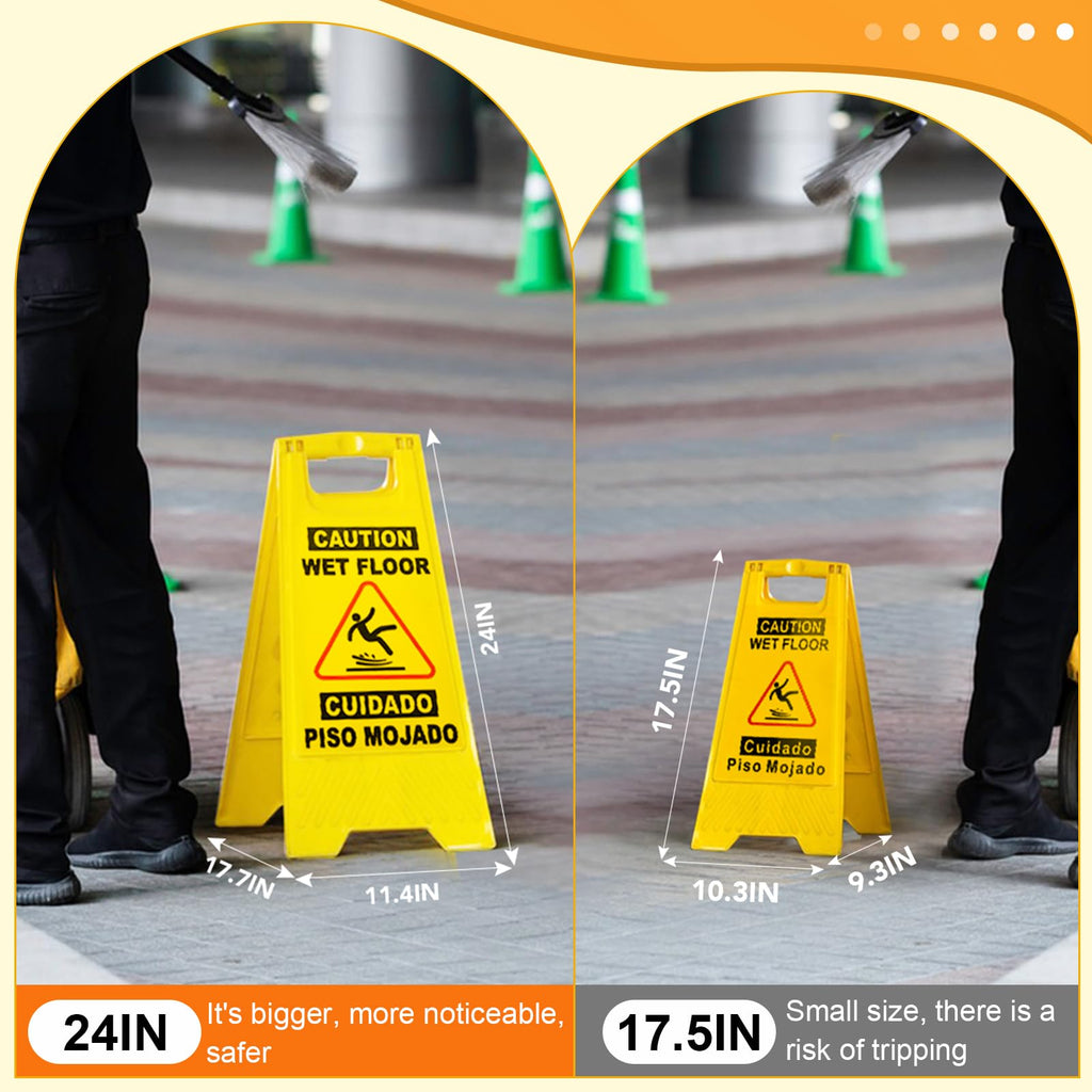 XPCARE 3 Pack 24 IN Caution Wet Floor Sign Bilingual Foldable Safety Sign