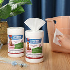 Breling 2 Pack Litter Box Scrubbing Wipes 120 Count Pets Cat Litter Box Cleaning Wipes Unscented Removes Stains Easily for Pet Cleaning Supplies
