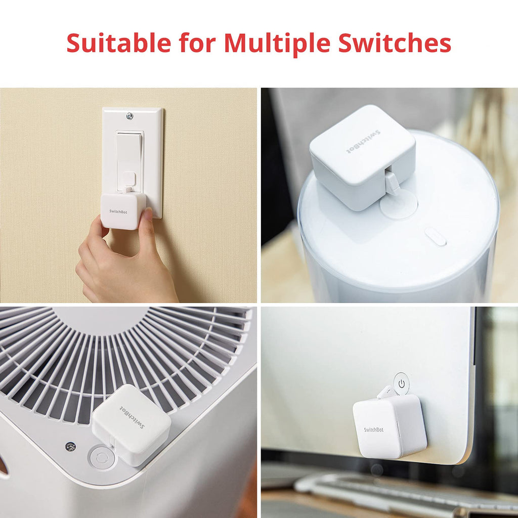 Switchbot Smart Switch Button Pusher (Bluetooth) – Fingerbot for Rocker Switch/One-Way Buttons, App Timer Control, No Wiring, Optional Hub Required for Voice/Remote, White