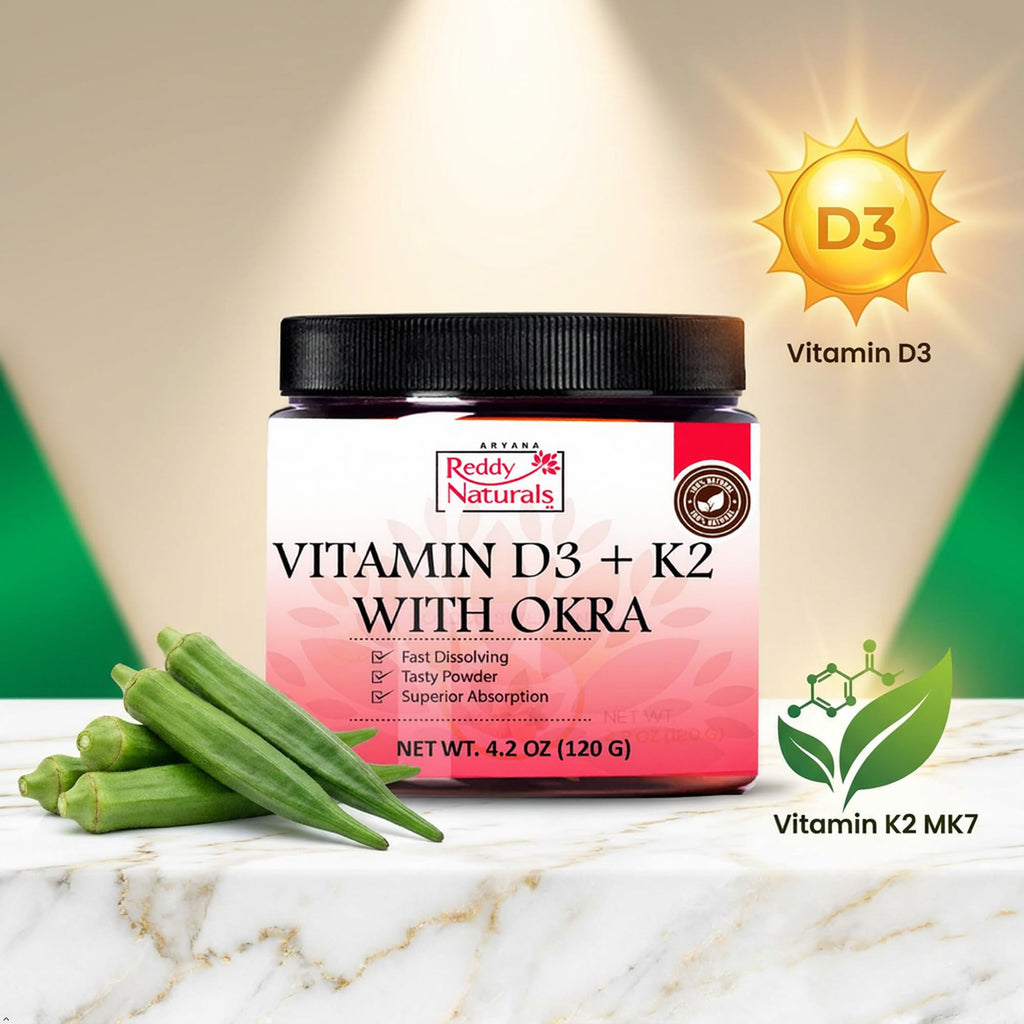 Reddy Naturals Vitamin D3 K2 MK7 Powder with Okra 120g