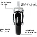Finnhomy Swivel Caster Wheels 5 Inch Threaded Stem Casters Set of 4 Heavy Duty 1/2"-13 x 1 with Brake Polyurethane Industrial Locking Castors Wheels for Cart/Furniture 2200 Lb Smooth Casters Black