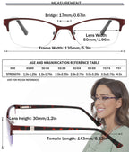 HOTJOJO 3 Pack Reading Glasses for Women Blue Light Blocking, Metal Oval Half Frame Womens Readers Glass with Spring Hinge, Anti Blue Ray Reduce Eye Strain Glare Headache(175 Magnification Strength)