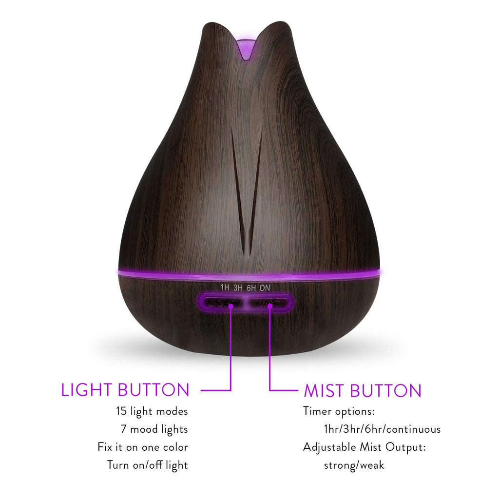 Pure Daily Care Aromatherapy Essential Oil Diffuser Gift Set with 20 Oils and Rotating Stand 400ml Ultrasonic Diffuser with 20 Essential Plant Oils - 4 Timers and 7 Ambient Light Settings