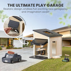 Tiny Land Wooden Dollhouse Garage Toy Set – Realistic Design with Garage, Workbench, Lawn Mower, and SUV Car – Ideal Gift for Kids