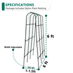 SUMGROW 6 ft Tall, Garden Trellis for Climbing Plants Outdoor with Nylon Net for Cucumbers Vines Beans Raised Bed - Lightweight Metal, Black