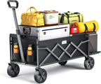 TANSTRIDER Collapsible Wagons Carts Foldable with Extended Tailgate, Folding Wagon Cart on Wheels, Portable Heavy Duty Shopping Carts for Groceries, Apartment, Garden, Camping, Sports,Outdoor (Black)