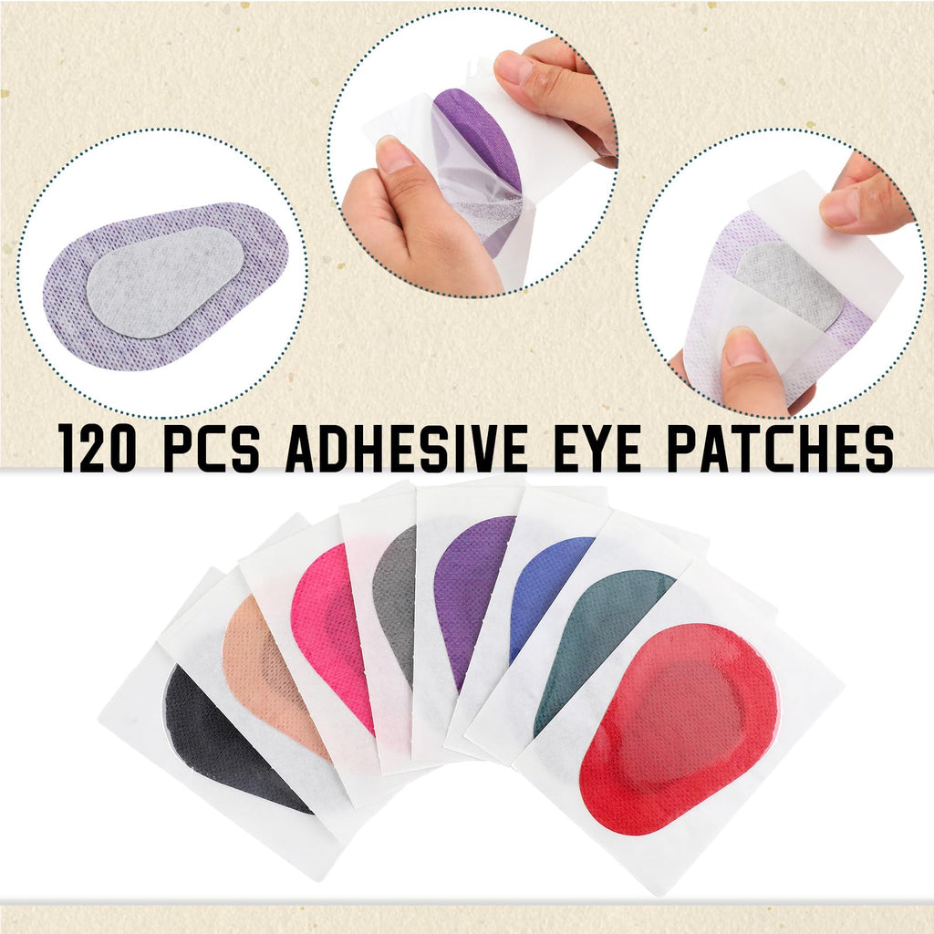 120 Pcs Adhesive Eye Patches, Eye Patches for Adults Pad Disposable Eyepatch Latex Free Adhesive Bandages for Adult(3.3 x 2.3 Inch,Mixed Colors)