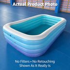 120" Large Inflatable Pool for Kids & Family, 4-Layer Thickened Blow Up Pool (Stronger Than 3-Layer), 0.32mm Heavy Duty PVC, Durable Swimming Pool for Adults, Kids & Pets Backyard Summer Blue