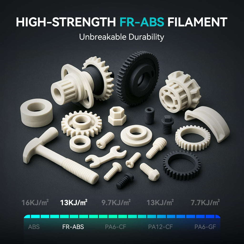 SUNLU FR-ABS 3D Filament 1.75mm 1KG, UL94 V0 Fireproof ABS Filament, Tough & Durable, Reusable Spool, for Electronics, Auto Parts & Tools, Warp-Free Printing, 1KG Spool(2.2lbs), Natural White