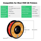 Kingroon PLA 3D Printer Filament, Dimensional Accuracy +/- 0.02 mm, 1 kg Spool(2.2lbs), 1.75 mm，Red
