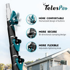 TelesPro 36 Feet High Reach Window Squeegee with 7-30 Ft Extension Pole, Window Cleaner Tool with 5-Stage Telescoping Pole, Window Cleaning Kit with Rotatable Head (2 Squeegee & 2 Microfibre Cloths)
