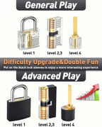 Pick 1-9/16" Wide Long Shackle Keyed Alike Padlocks Set, Heavy Duty Waterproof Laminated Steel Anti-Rust Locks, Multi-Purpose Picking Outdoor Security Lock Kit for Gate, Toolbox & Storage Unit