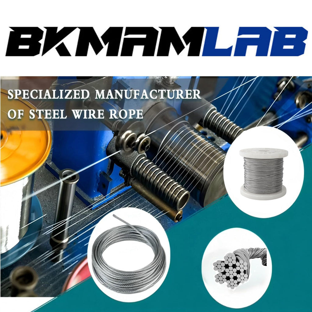 BKMAMLAB Wire Rope,Equipped with Crimping Pliers,1/16 Wire Rope, Aircraft Cable,304 Stainless Steel Cable,7x7 Strand Core 492FT,368lbs Breaking Strength