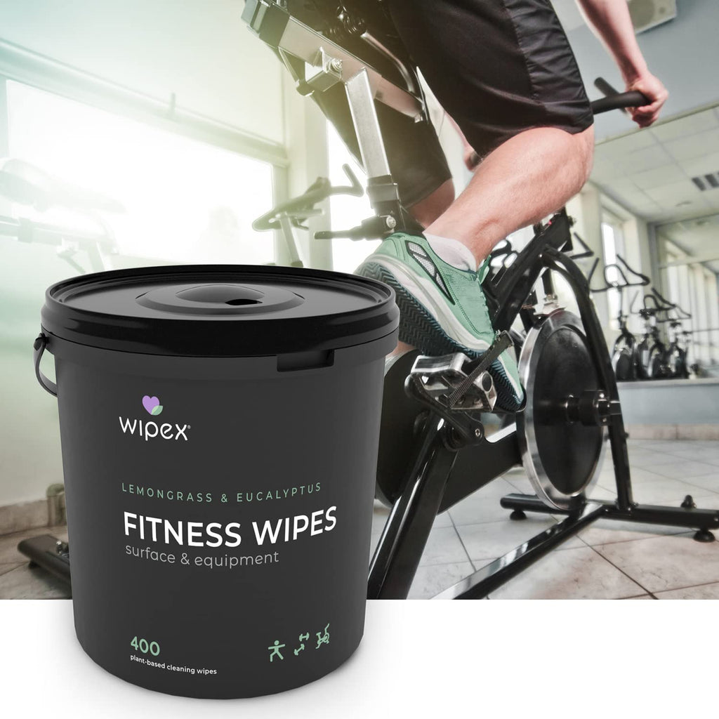 Wipex Gym Cleaning Wipes Bundle - Get (1) 400ct Lemongrass Surface Wipes & (1) 225ct Body Cloths for After Workout, Plant-Based Fitness Equipment Wipes, Clean Surfaces & Mats and Peloton Bike