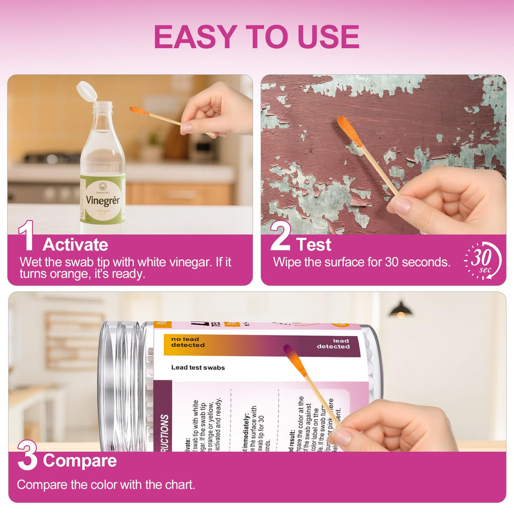 AAwipes Lead Test Kit 30 Swabs Enhanced Lead Testing Formulation At Home Lead Paint Test Kit Testing for Paint Ceramics - Quick Results in 30s Lead Detector (30)