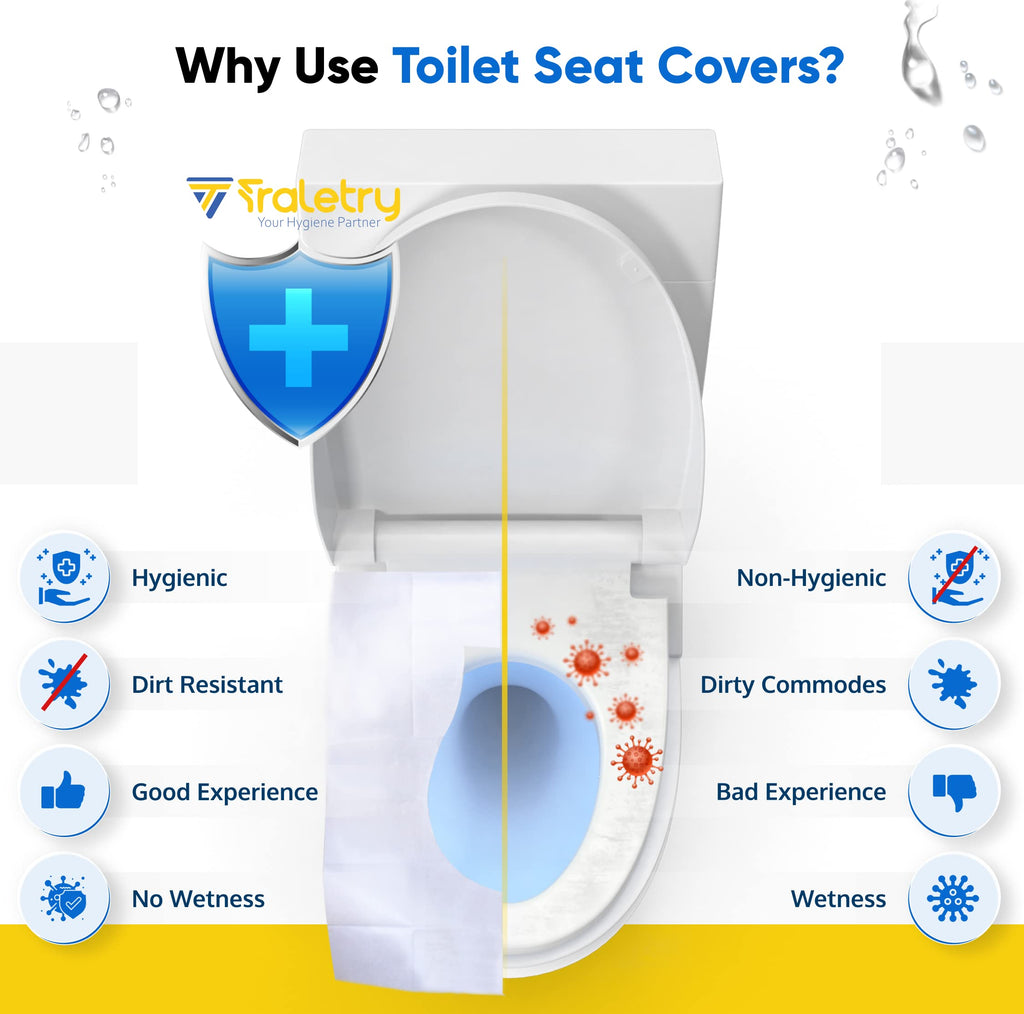 Traletry Toilet Seat Covers Disposable Flushable Travel Pack of 200, XL Biodegradable Paper Toilet Seat Covers for Adults & Kids, Public Restroom, Airplane & Camping Travel Essentials