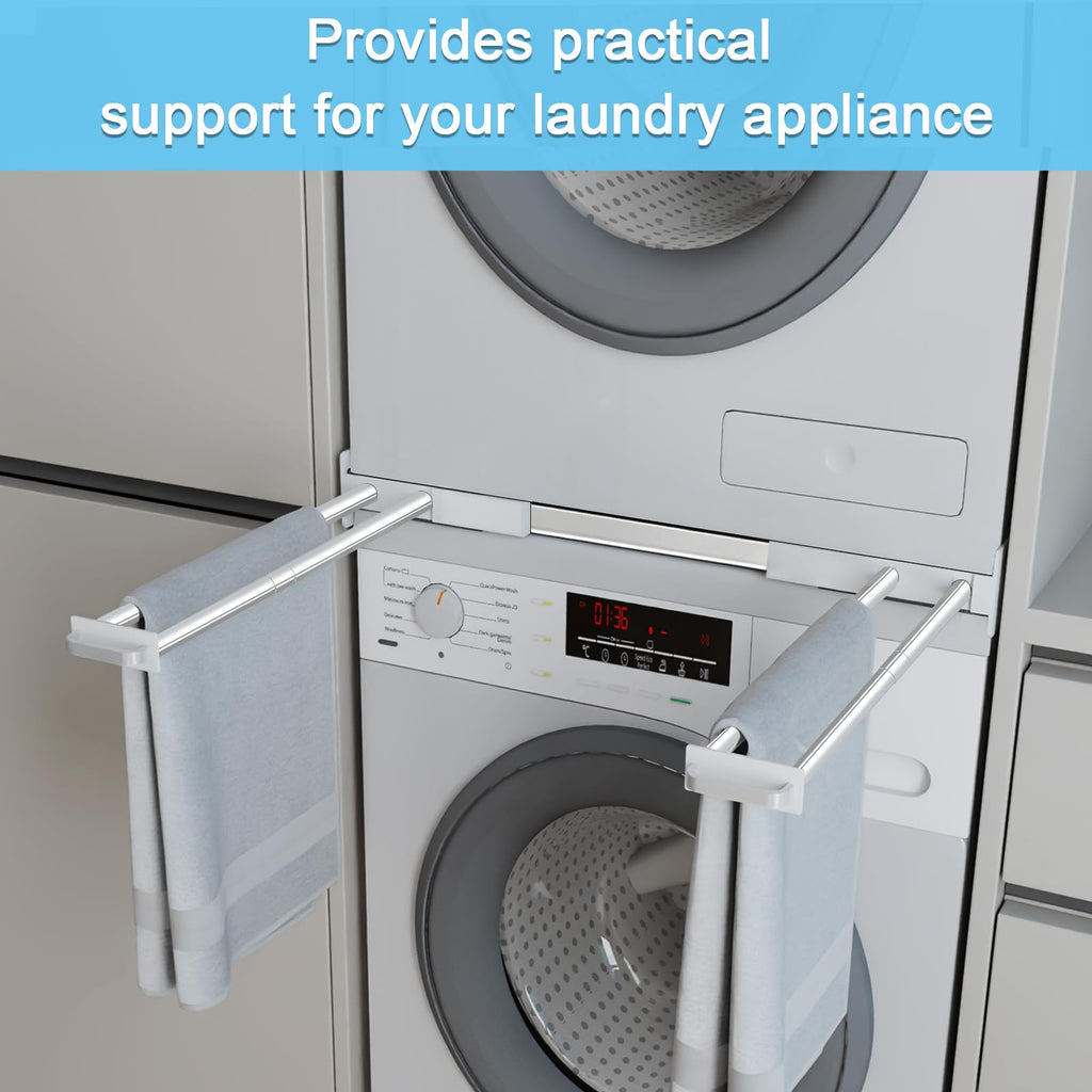 Washer and Dryer Stacking Kit - Universal Stacking Kit with Pull-Out Drying Rack for Laundry Room - Adjustable 24" - 29" - Space-Saving