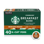 Starbucks K-Cup Coffee Pods, Breakfast Blend Medium Roast, 40 Count