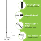 PadPure Crack Weeder Tool, 20-65" Adjustable Stainless Steel Long Handle Crevice Weeding Tool Heavy Duty L-Shaped Manual Garden Weed Puller & Remover for Sidewalk, Garden, Patio, Lawn