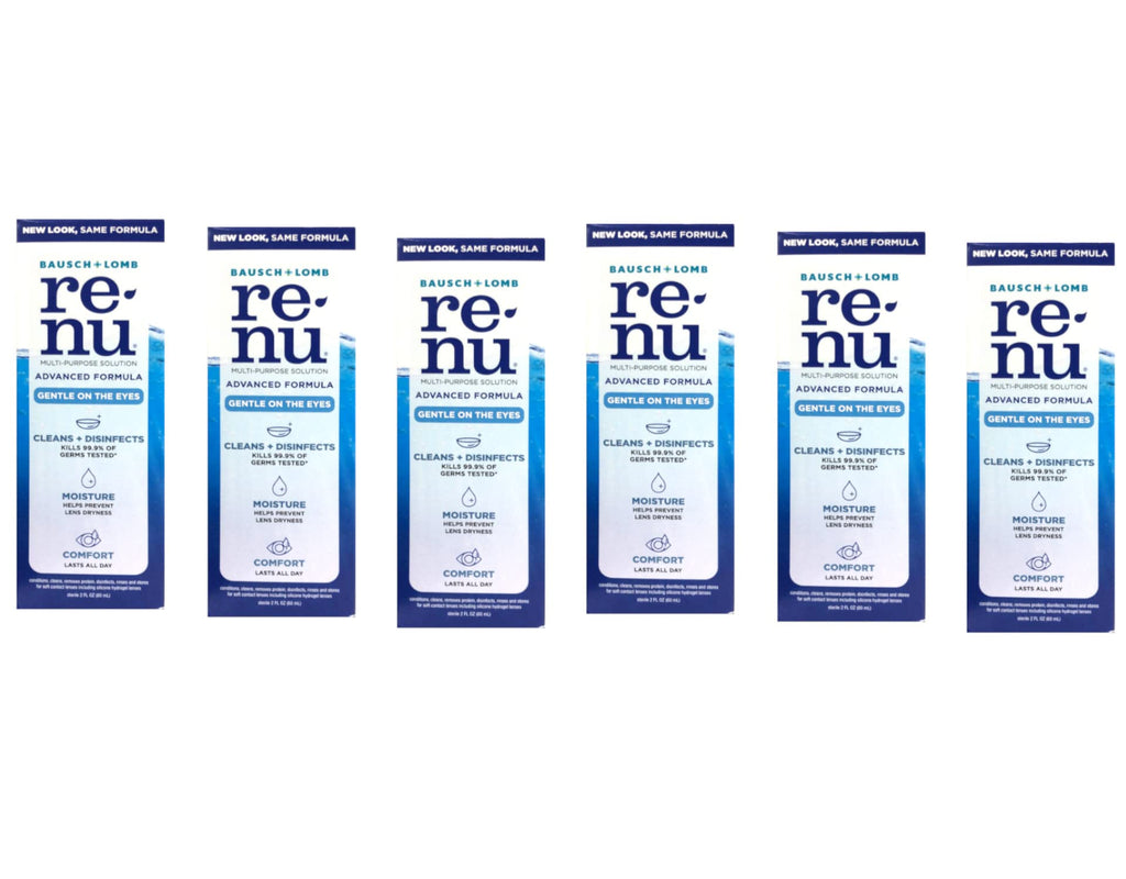 Renu Advanced Formula Multi-Purpose Solution, Triple Disinfectants, Travel Size, 2 fl oz (Pack of 6)