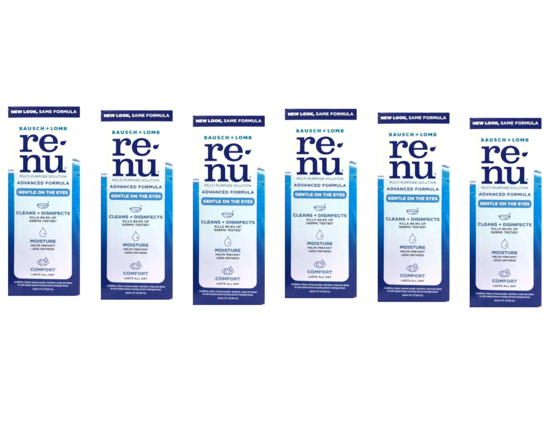 Renu Advanced Formula Multi-Purpose Solution, Triple Disinfectants, Travel Size, 2 fl oz (Pack of 6)