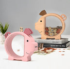 Summidate Piggy Bank for Kids,Large Wooden Pig Money Bank for Boys Girls