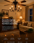 MEQIQTEK E12 60 Watt Incandescent Candle Light Bulbs, Chandelier Light Bulbs for Ceiling Fan, Vanity, Outdoor - Warm White 2500K, 600 Lumen Dimmable B10 Clear Candelabra Base Bulbs (12 Pack)