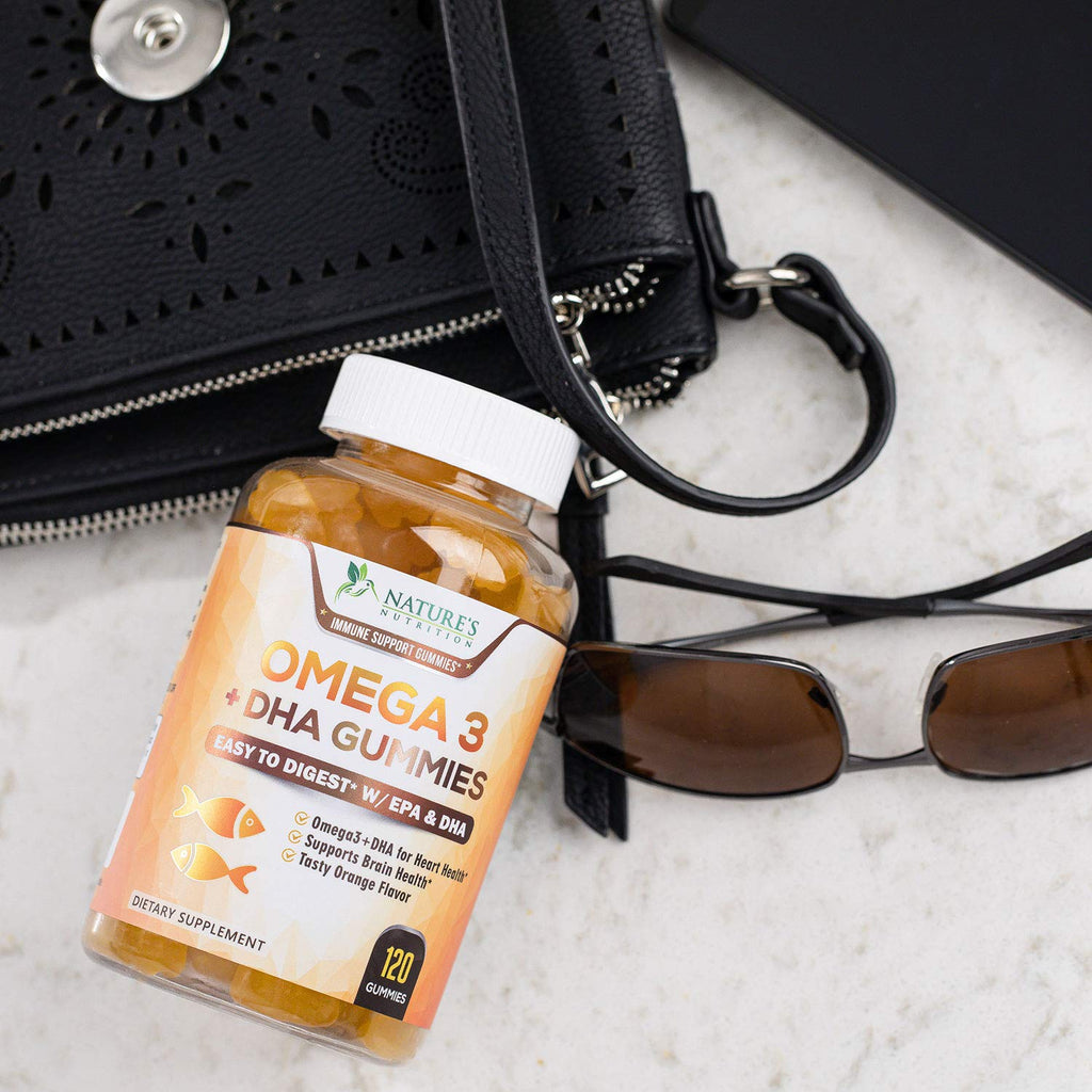 Omega 3 Fish Oil Gummies - 3X Strength Heart Healthy Omega 3 Gummy Supplement with High Absorption DHA & EPA - Joint & Brain Support, Delicious Orange Flavor Fish Oil Natures Vitamin - 120 Gummies