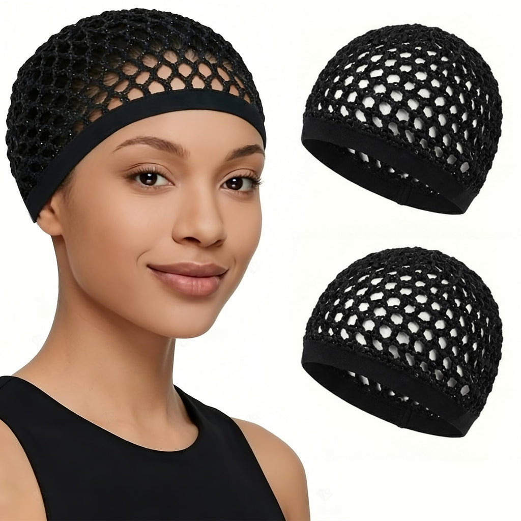 2 Pcs Premium Mesh Hair Net for Sleeping - Ultra-Wide Soft Band, Breathable Crochet Hair Wrap for Silk Press, Shower, Wig