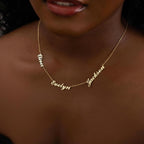 Elemtansy Mothers Day Custom Name Necklace for Women, Multiple Name Personalized 18K Gold Plated Handmade Family Necklace, Customized Jewelry Birthday Gift for Mom (3 Names)