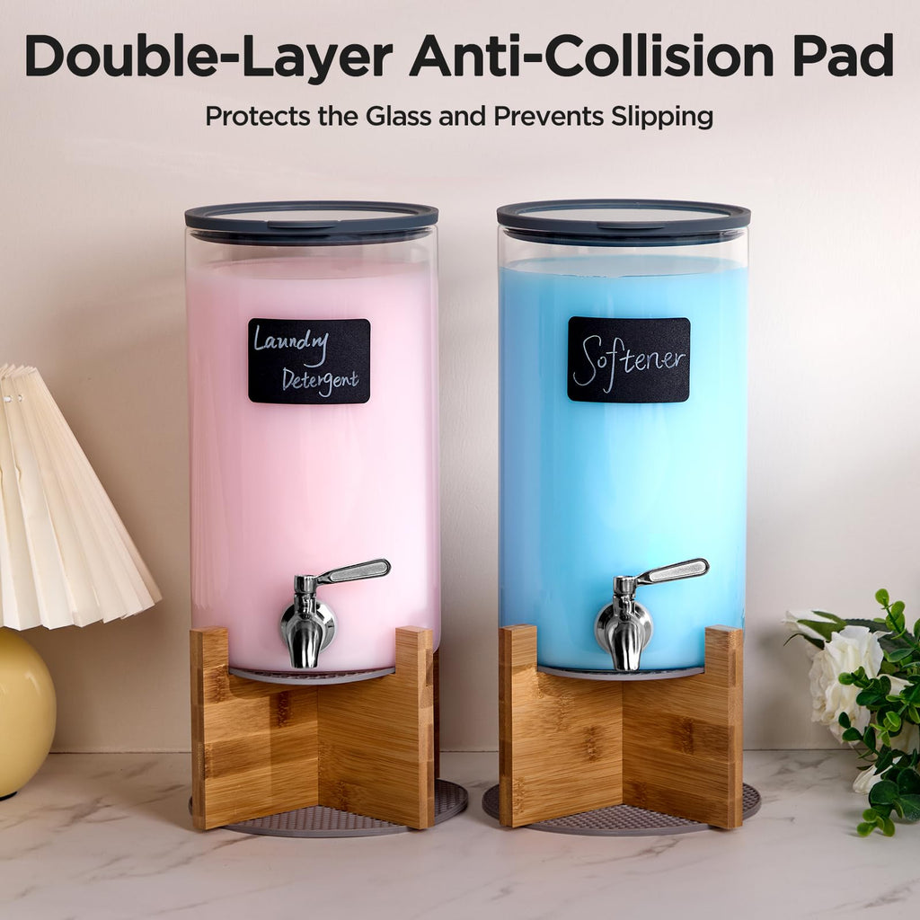 Spreccio Glass Laundry Detergent Dispenser with Holder,1.1 Gallon Laundry Liquid Dispensers with Stainless-Steel Tap,Large Glass Fabric Softener Containers with Stand for Laundry Room Organization