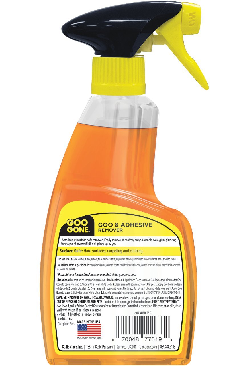 Goo Gone Spray Adhesive Remover Gel, 6 Pack, Removes Glue, Stickers, Tape Residue, Grease, Gum & Wax, Adhesive Spray with Citrus Cleaning Power for Hard Surfaces, Carpets & Fabrics