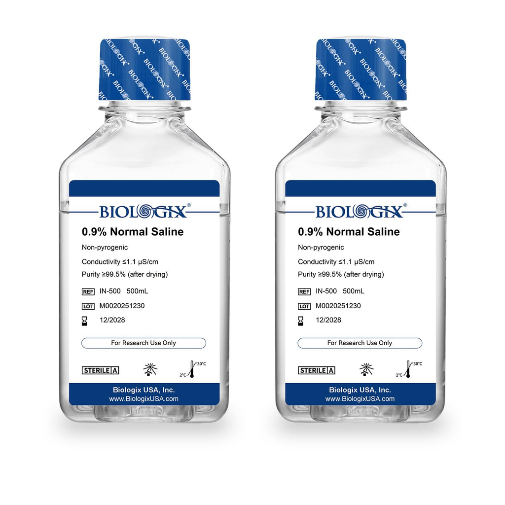CryoKing 0.9% Normal Saline Solution, 0.1μm Filtration Sterilized Sodium Chloride Solution, Ready-to-Use Buffer for Lab Research Only, 500ml/Bottle, 2 Bottles/Case (1000ml Total)