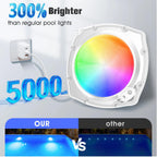 PoolBliss Rechargeable Submersible Pool Lights with Remote, 5000mAh Underwater Led Pool Light for Above Ground Pool Lights Waterproof, 9 Modes Color Changing Magnetic Swimming Inground Pool Lights-1PC