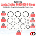 Captain O-Ring - R0358000 O-Ring Kit for Jandy/Zodiac Pool/Spa Filters (Includes 12 Orings)