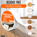 All Flooring Now Carpet Tile Tape Double Sided 2in x 90ft - Heavy Duty Reinforced Web Mesh & Residue Free - Indoor Outdoor for Carpet Tiles, Hardwood, Vinyl, Rugs, Carpet, Rubber, Turf & Mat Gripper