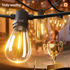 addlon 25FT LED Outdoor String Lights with Edison Shatterproof Bulbs, Heavy-Duty and Weatherproof Strand, Commercial Grade Patio Lights, Decorative for Garden or Patio, Black